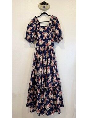 DM Fashion Brynnleigh Navy Cottage Floral Gown - Size XL